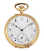 AN OPEN FACED POCKET WATCH