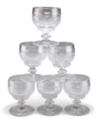 A SET OF SIX EARLY 19TH CENTURY CUT-GLASS RUMMERS, PROBABLY IRISH
