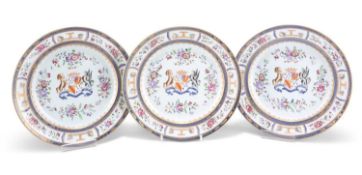 A GROUP OF SEVEN SAMSON ARMORIAL PLATES, IN CHINESE EXPORT STYLE, LATE 19TH CENTURY