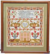 A VICTORIAN NEEDLEWORK SAMPLER, DATED 1872