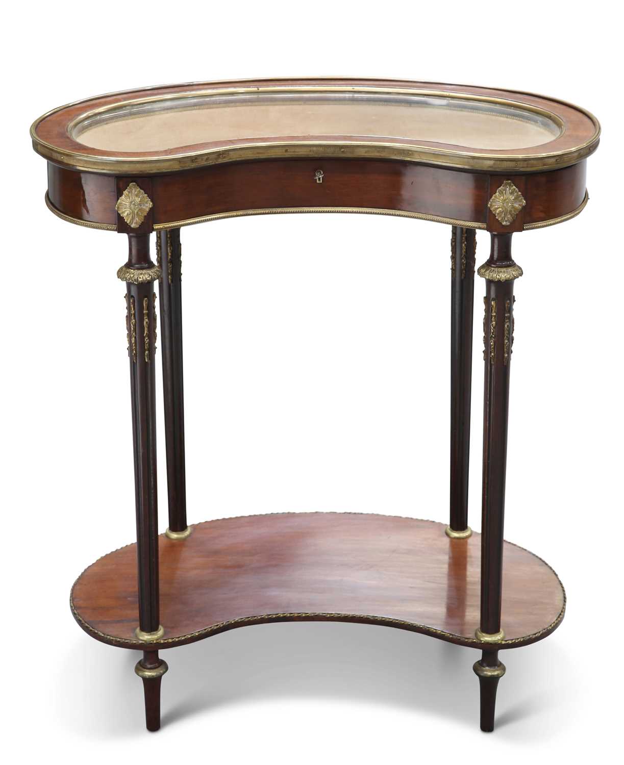 A LOUIS XV STYLE BRASS-MOUNTED MAHOGANY BIJOUTERIE TABLE, 19TH CENTURY