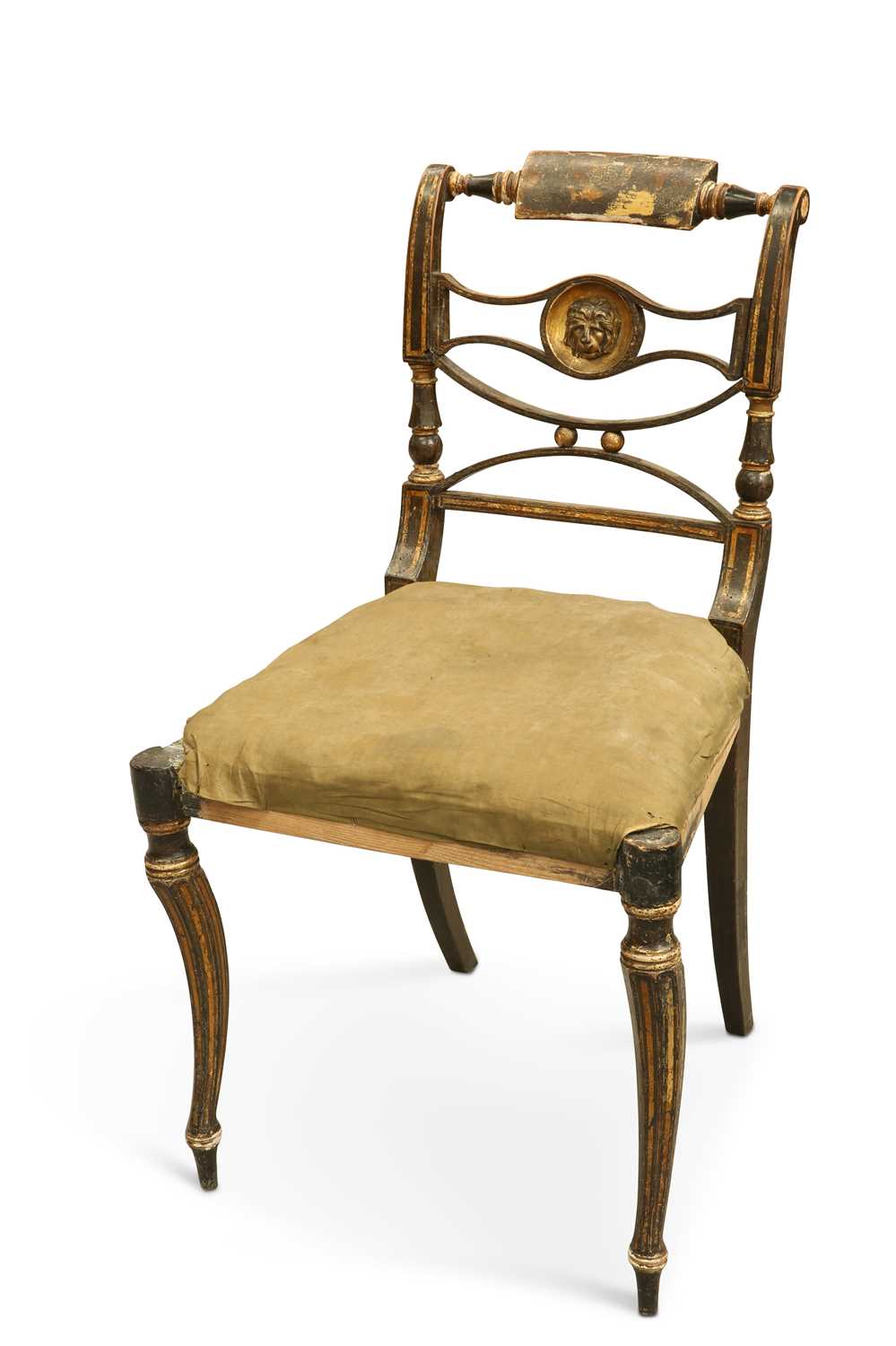 A REGENCY GILDED AND EBONISED SIDE CHAIR, IN THE MANNER OF THOMAS HOPE