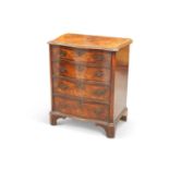 AN 18TH CENTURY STYLE BURR WALNUT SERPENTINE CHEST OF DRAWERS
