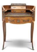 A LOUIS XV STYLE GILT-METAL MOUNTED ROSEWOOD AND PARQUETRY BONHEUR-DU-JOUR, 19TH CENTURY,