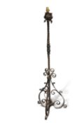 A GILDED WROUGHT IRON STANDARD LAMP, PROBABLY SPANISH, LATE 19TH CENTURY