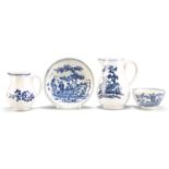 A GROUP OF SETH PENNINGTON LIVERPOOL BLUE AND WHITE PORCELAIN, CIRCA 1780