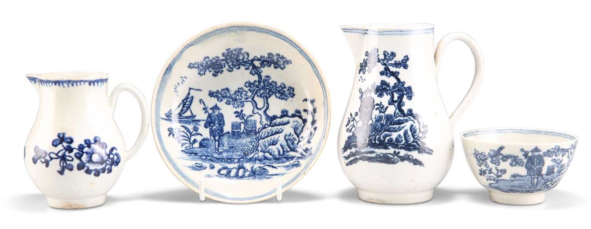 A GROUP OF SETH PENNINGTON LIVERPOOL BLUE AND WHITE PORCELAIN, CIRCA 1780