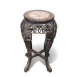 A CHINESE MARBLE-INSET HARDWOOD PLANT STAND, CIRCA 1900,