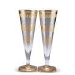 A PAIR OF VERY LARGE BACCARAT FLUTED WINE GLASSES