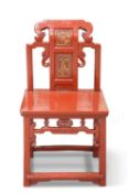 A CHINESE RED-PAINTED CHAIR