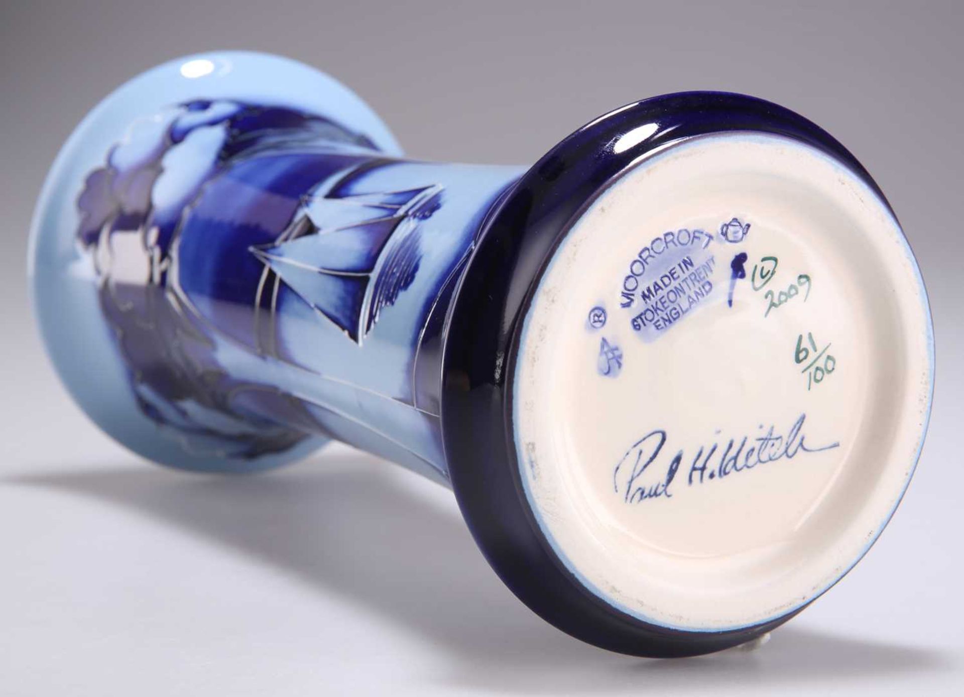 A MOORCROFT LIMITED EDITION YACHTS AT MOONLIGHT PATTERN TUBE LINED POTTERY VASE - Image 3 of 3