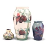 THREE MOORCROFT TUBE LINED POTTERY VASES