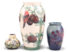 THREE MOORCROFT TUBE LINED POTTERY VASES