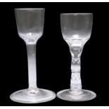 AN 18TH CENTURY PLAIN STEM WINE GLASS