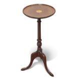 A GEORGE III STYLE INLAID MAHOGANY TRIPOD TABLE