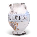 A RARE ITALIAN MAIOLICA WET DRUG JAR, SAVONA, DATED 1690