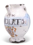 A RARE ITALIAN MAIOLICA WET DRUG JAR, SAVONA, DATED 1690