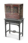 A JAPANESE LACQUER CABINET ON STAND, CIRCA 1900