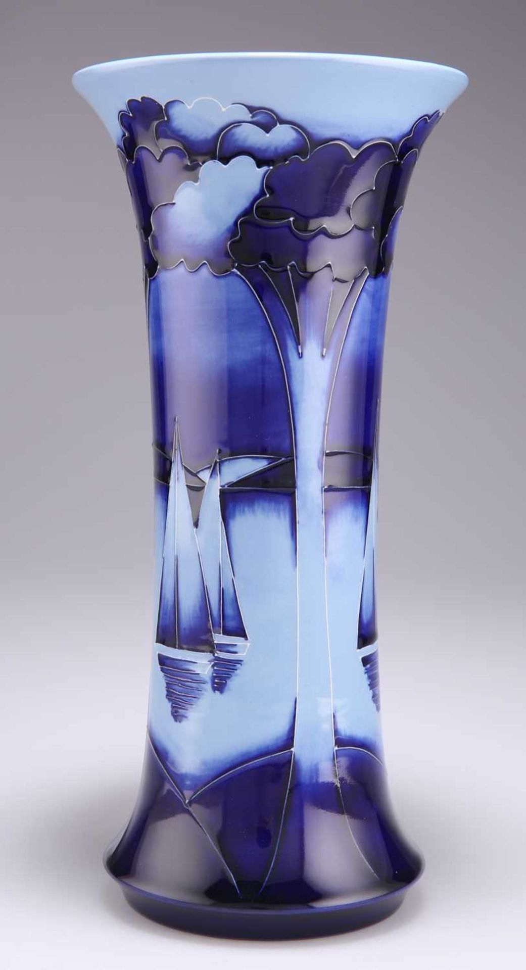 A MOORCROFT LIMITED EDITION YACHTS AT MOONLIGHT PATTERN TUBE LINED POTTERY VASE - Image 2 of 3