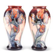 A PAIR OF MOORCROFT LARGE POTTERY VASES