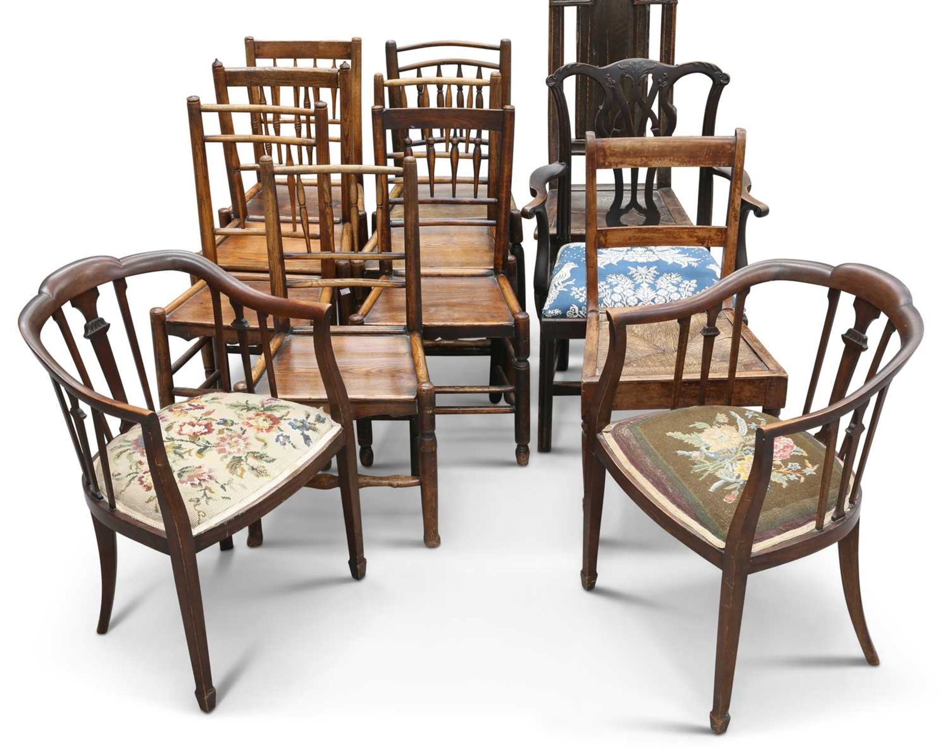 A GROUP OF THIRTEEN 18TH CENTURY AND LATER CHAIRS