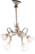 AN ART NOUVEAU BRASS FIVE-LIGHT CHANDELIER