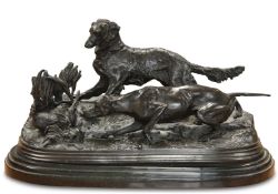AFTER PIERRE-JULES MÊNE, A 19TH CENTURY FRENCH PATINATED BRONZE ANIMAL GROUP