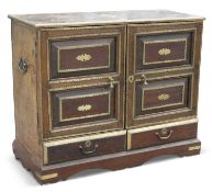 AN ANGLO-INDIAN BRASS-MOUNTED HARDWOOD TABLE CABINET