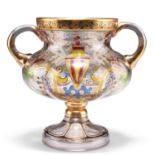 A BOHEMIAN STEINSCHONAU ART NOUVEAU TWO-HANDLED GLASS CUP