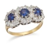A LATE 19TH CENTURY SAPPHIRE AND DIAMOND CLUSTER RING