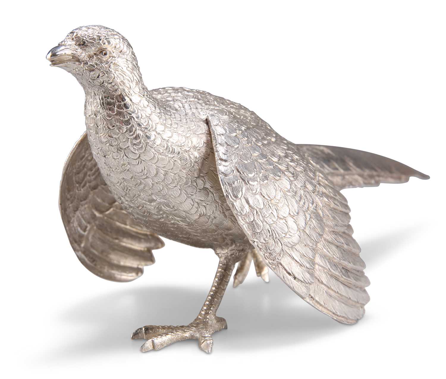 A BELGIAN SILVER MODEL OF A PHEASANT