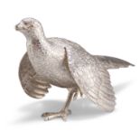 A BELGIAN SILVER MODEL OF A PHEASANT