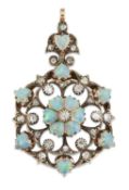 AN EARLY 20TH CENTURY OPAL AND DIAMOND BROOCH / PENDANT