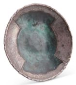AN EARLY 20TH CENTURY SILVER AND PATINATED BRONZE DISH