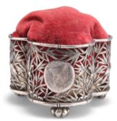 A CHINESE SILVER PIN-CUSHION