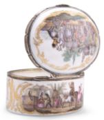 A LATE 18TH/EARLY 19TH CENTURY SILVER-MOUNTED PORCELAIN SNUFF BOX