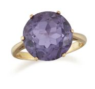A SYNTHETIC COLOUR-CHANGE SAPPHIRE RING