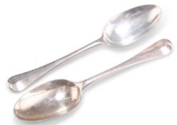 A PAIR OF GEORGE II SILVER TABLESPOONS