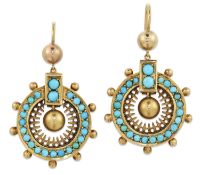 A PAIR OF MID-19TH CENTURY TURQUOISE PENDANT EARRINGS