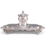 A VICTORIAN SILVER INKSTAND