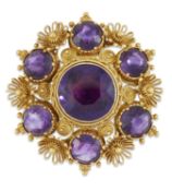 AN EARLY TO MID-19TH CENTURY AMETHYST BROOCH