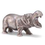 A SILVER-PLATED MODEL OF A HIPPOPOTAMUS