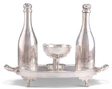 A VICTORIAN SILVER-PLATED NOVELTY EGG CRUET SET