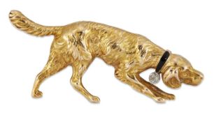 AN EARLY 20TH CENTURY DIAMOND SETTER DOG BROOCH