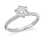 AN 18 CARAT WHITE GOLD SOLITAIRE DIAMOND RING