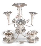 AN EDWARDIAN SILVER-PLATED EPERGNE