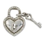 A DIAMOND PADLOCK AND KEY CHARM