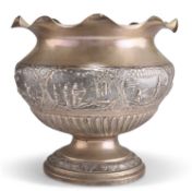 AN INDIAN SILVER BOWL, OF LARGE SIZE