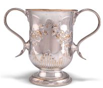 AN OLD SHEFFIELD PLATE TWO-HANDLED CUP, CIRCA 1785