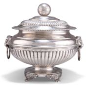 AN INDIAN COLONIAL SILVER TUREEN AND COVER